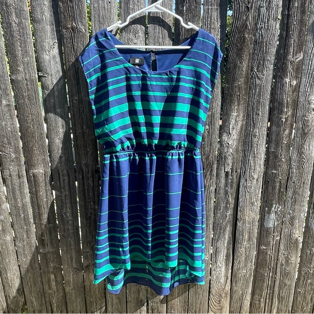 IZ Byer Striped Hi-Low Dress